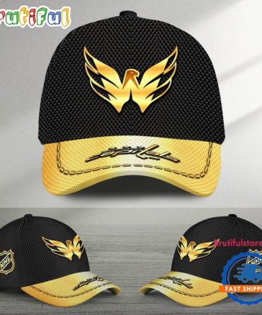 Nhl Washington Capitals Black And Gold Design Cap Hats