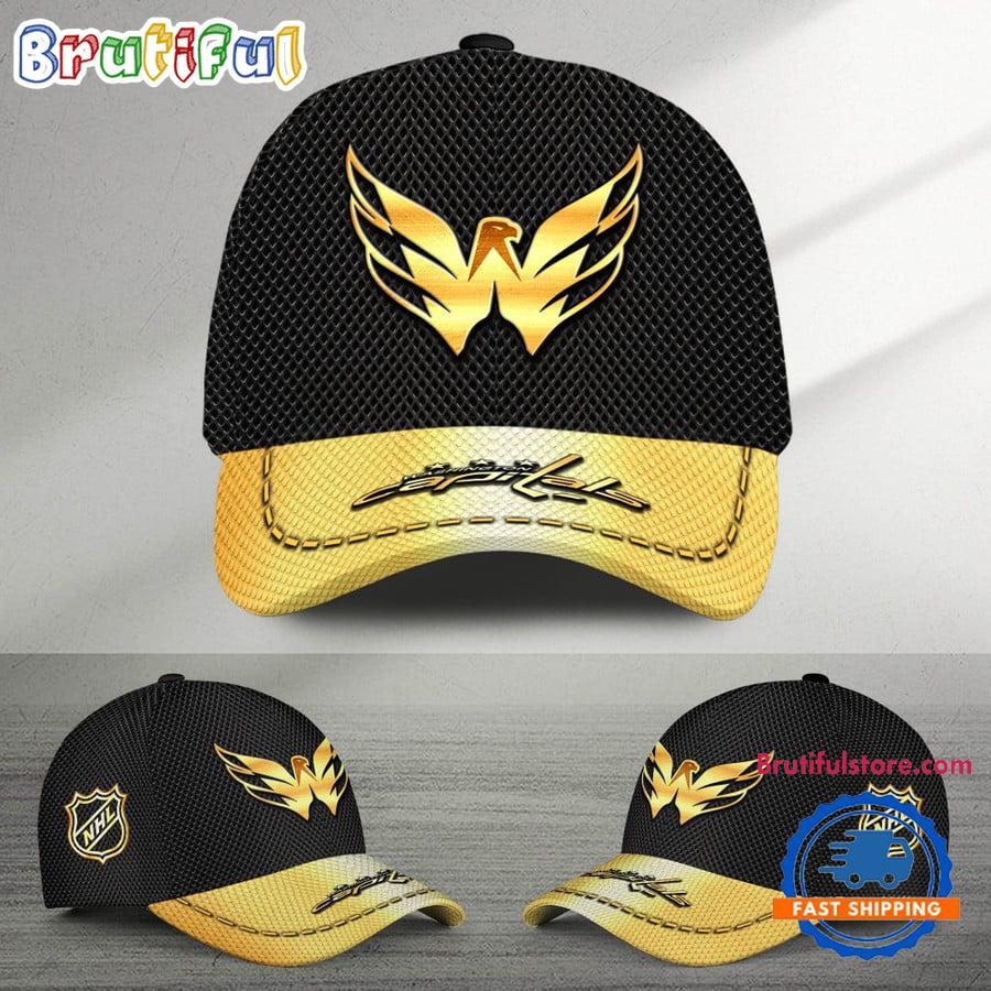 Nhl Washington Capitals Black And Gold Design Cap Hats