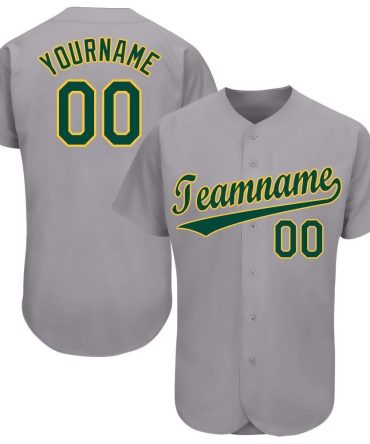 Custom Gray Green-Gold Baseball Jersey