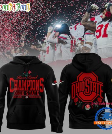 Ohio State Buckeyes Champions Rose Bowl 2025 Black Hoodie