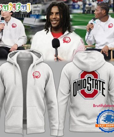 Ohio State Buckeyes Football 2026 Cotton Bowl White Uniform Zipper Hoodie
