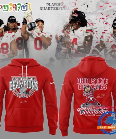 Ohio State Buckeyes Football Limited 2025 Rose Bowl Champions Red Hoodie