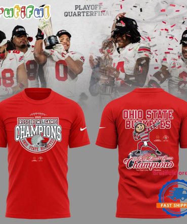 Ohio State Buckeyes Football Limited 2025 Rose Bowl Champions Red T Shirt