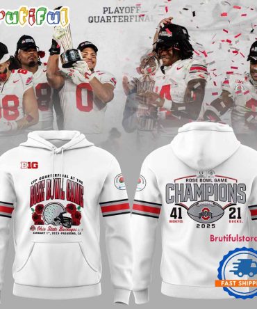 Ohio State Buckeyes Football Limited 2025 Rose Bowl Champions White Hoodie