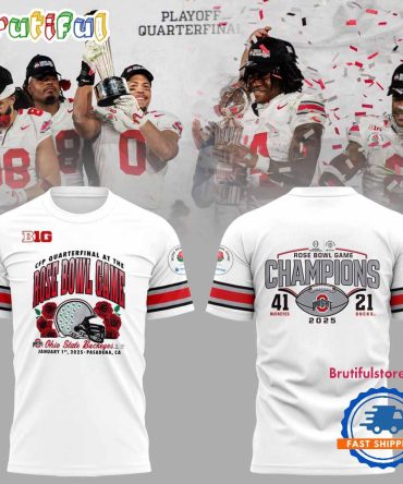 Ohio State Buckeyes Football Limited 2025 Rose Bowl Champions White T Shirt
