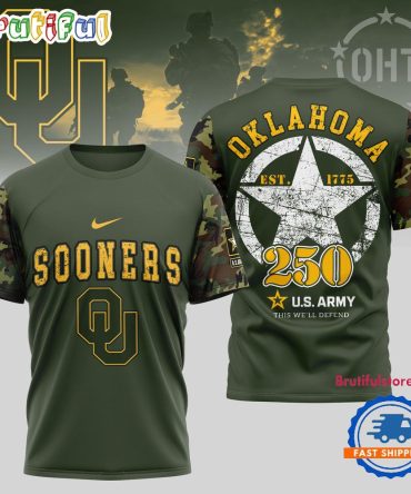 Oklahoma Sooners 250 Years Us Army Limited 3D Shirt