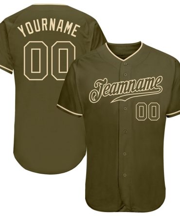 Custom Olive Olive-Cream Authentic Salute To Service Baseball Jersey