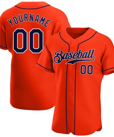 Custom Orange Navy-White Authentic Baseball Jersey