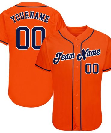 Custom Orange Navy-White Authentic Baseball Jersey