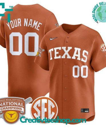 Texas Longhorns Softball National Champions 2025 Personalized Baseball Jersey