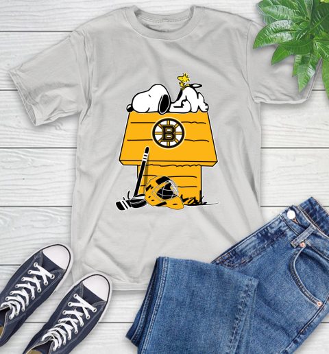 Boston Bruins Nhl Hockey Snoopy Woodstock The Peanuts Movie T-Shirt