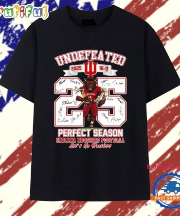 Peach Bowl Champions 2026 Indiana Football Undefeated 2025 16-0 Let’S Go Hoosiers Mascot T Shirt