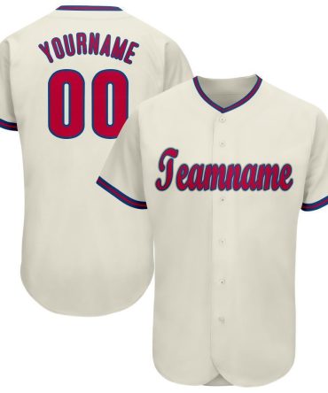 Custom Cream Red-Royal Baseball Jersey