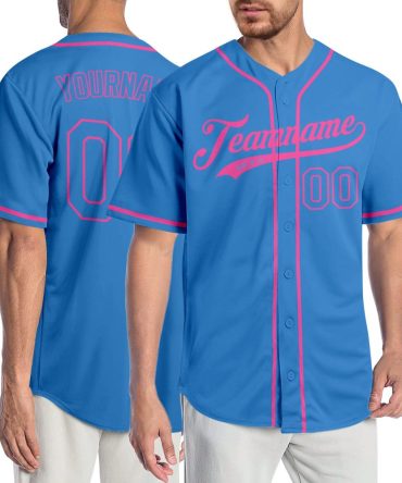 Custom Powder Blue Powder Blue-Pink Authentic Baseball Jersey