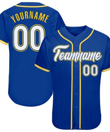 Custom Royal White-Gold Authentic Baseball Jersey