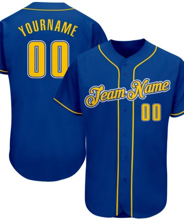 Custom Royal Gold-White Authentic Baseball Jersey