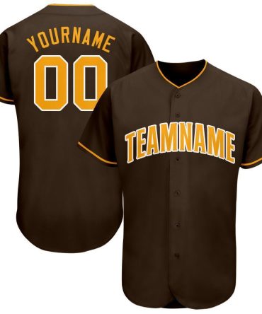 Custom Brown Gold-White Baseball Jersey