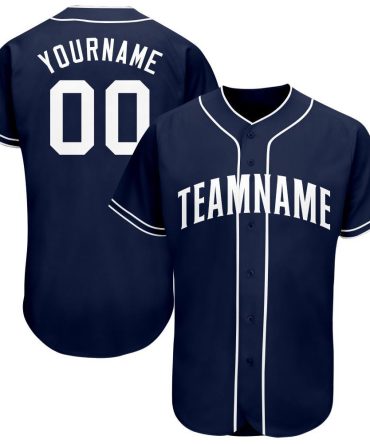 Custom Navy White Baseball Jersey