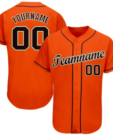 Custom Orange Black Cream-Old Gold Baseball Jersey