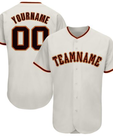 Custom Cream Black-Orange Baseball Jersey