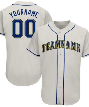 Custom Cream Royal-Gold Baseball Jersey