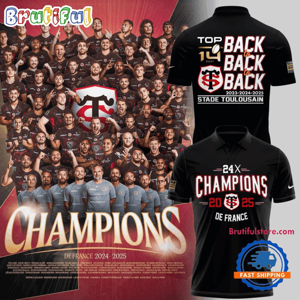 Stade Toulousain Champions Top 14 Rugby 2025 Limited Edition Polo Shirt