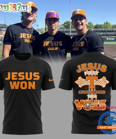 Tennessee Volunteers Baseball Jesus Won Black T Shirt