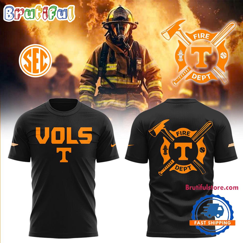 Tennessee Volunteers Baseball X Firefighter Appreciation Night Black T Shirt