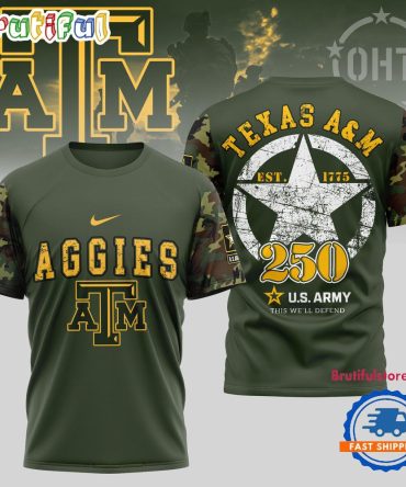 Texas A&M Aggies 250 Years Us Army Limited 3D Shirt