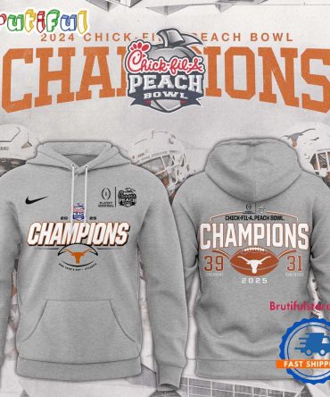 Texas Longhorns Football Playoff 2025 Peach Bowl Champions 39-31 Score Hoodie