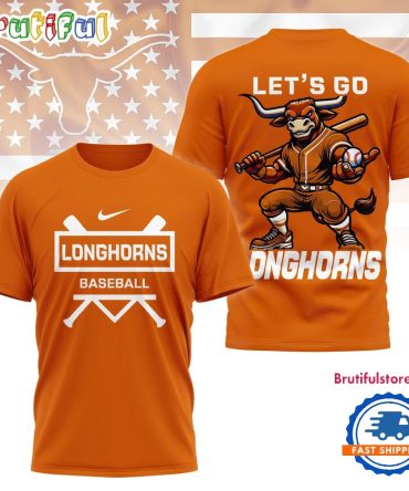 Texas Longhorns Mascot Let'S Go Baseball 2025 3D Shirt