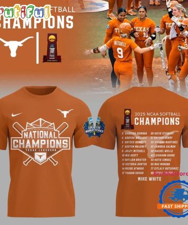 Texas Longhorns Softball Women'S College World Series 2025 Champions Logo Team Shirt