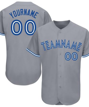 Custom Gray Royal-White Baseball Jersey