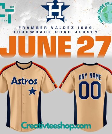 Houston Astros Framber Valdez 1989 Throwback Road Custom Baseball Jersey