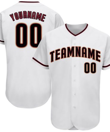 Custom White Black-Crimson Authentic Baseball Jersey