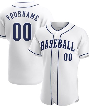 Custom White Navy-White Authentic Baseball Jersey