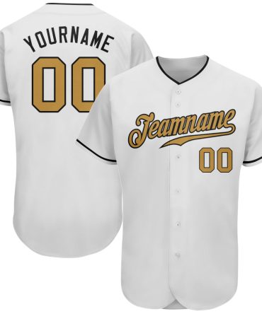 Custom White Old Gold-Black Authentic Baseball Jersey