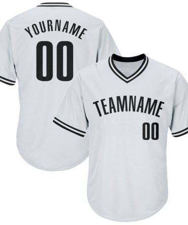 Custom White Black Authentic Throwback Rib-Knit Baseball Jersey Shirt