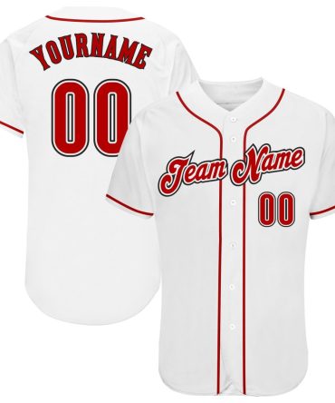 Custom White Red-Black Authentic Baseball Jersey