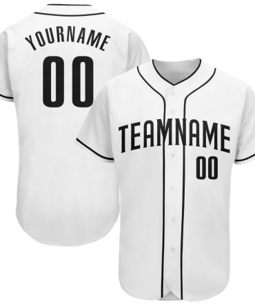 Custom White Black Authentic Baseball Jersey