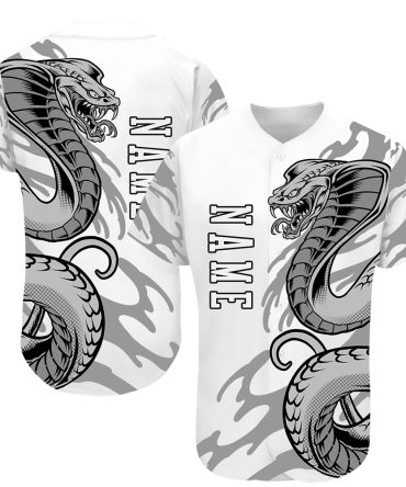 Custom White White-Black 3D Snake Authentic Baseball Jersey