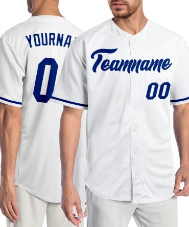 Custom White Royal Authentic Baseball Jersey