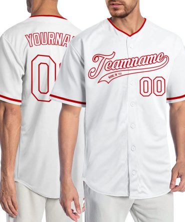 Custom White White-Red Authentic Baseball Jersey