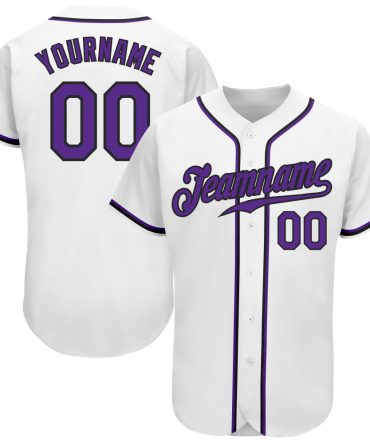 Custom White Purple-Black Authentic Baseball Jersey