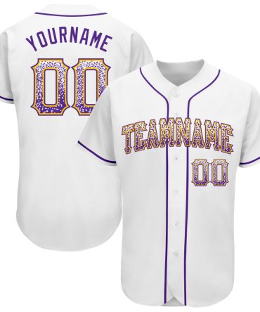 Custom White Purple-Gold Authentic Drift Fashion Baseball Jersey