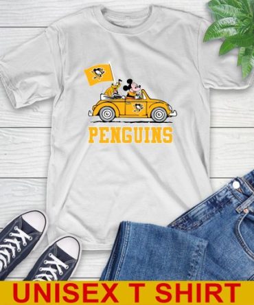 Nhl Hockey Pittsburgh Penguins Pluto Mickey Driving Disney Shirt T-Shirt