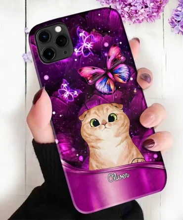 Personalized Cat Phone Case, Personalized Gift For Cat Lovers, Cat Mom, Cat Dad