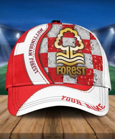 Custom Nottingham Forest Cap - Stylish Red & White Check Design, Perfect For Fans!