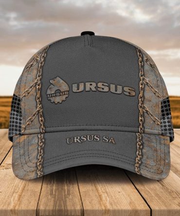 Ursus Sa Vintage Trucker Cap - Stylish Gray Mesh Hat With Logo Embroidery