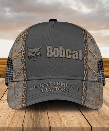 Bobcat Tractors Cap - Stylish Gray Mesh Trucker Hat For Outdoor Enthusiasts , Durable & Comfortable Fit